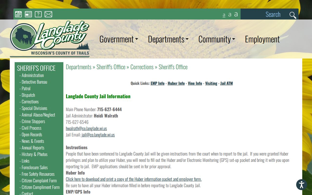 Langlade County arrest booking and jail information
