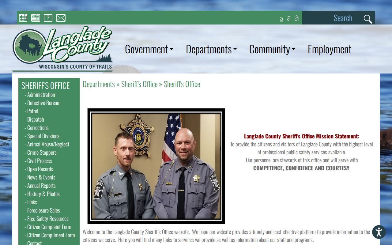 Langlade County arrest search through Sheriff services