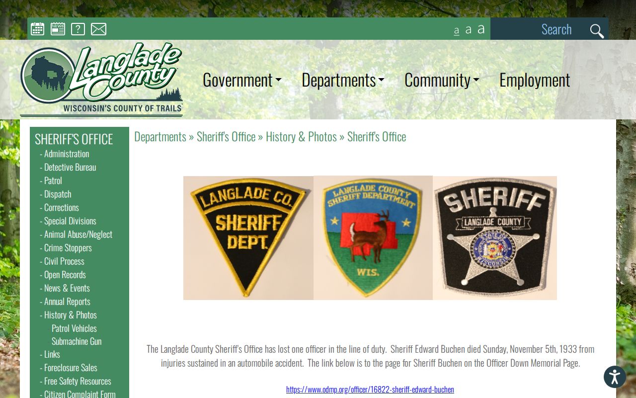 Langlade County Sheriff source for White Lake criminal records