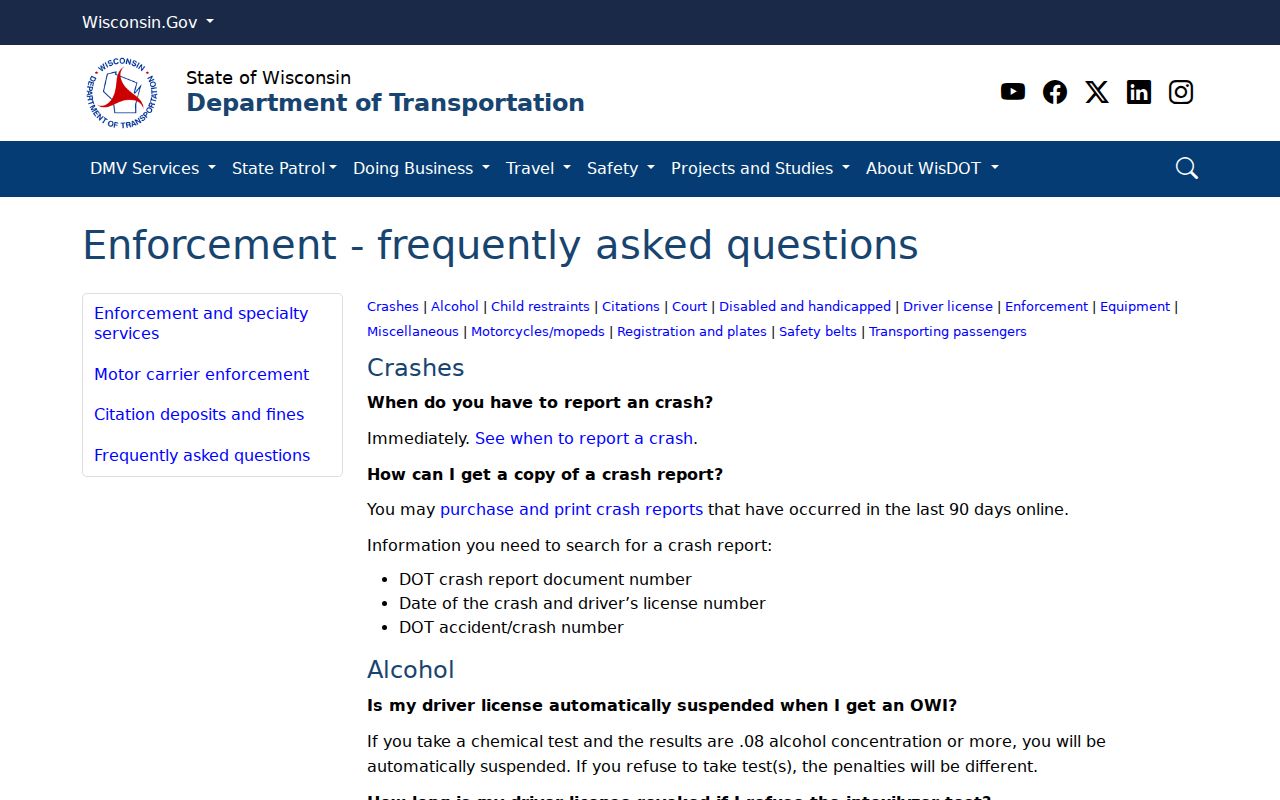 Wisconsin crash report guidance for White Lake records