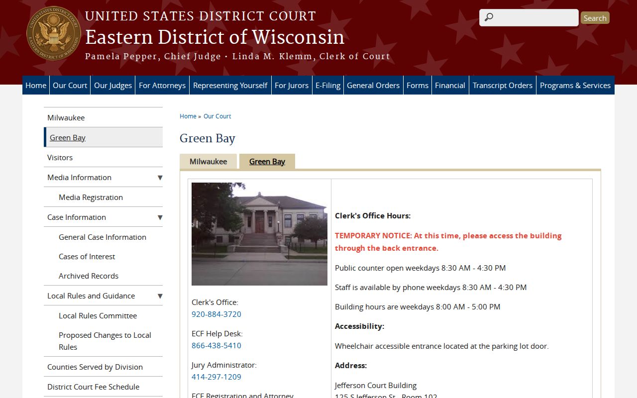 Langlade County criminal court records federal courthouse in Green Bay